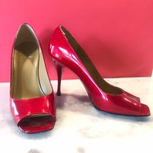 Stuart Weitzman red peep toe heels
